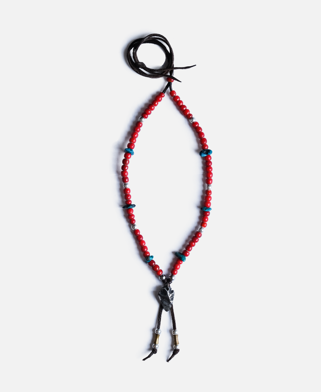Glass Beads Necklace with Arrow Head Pendant