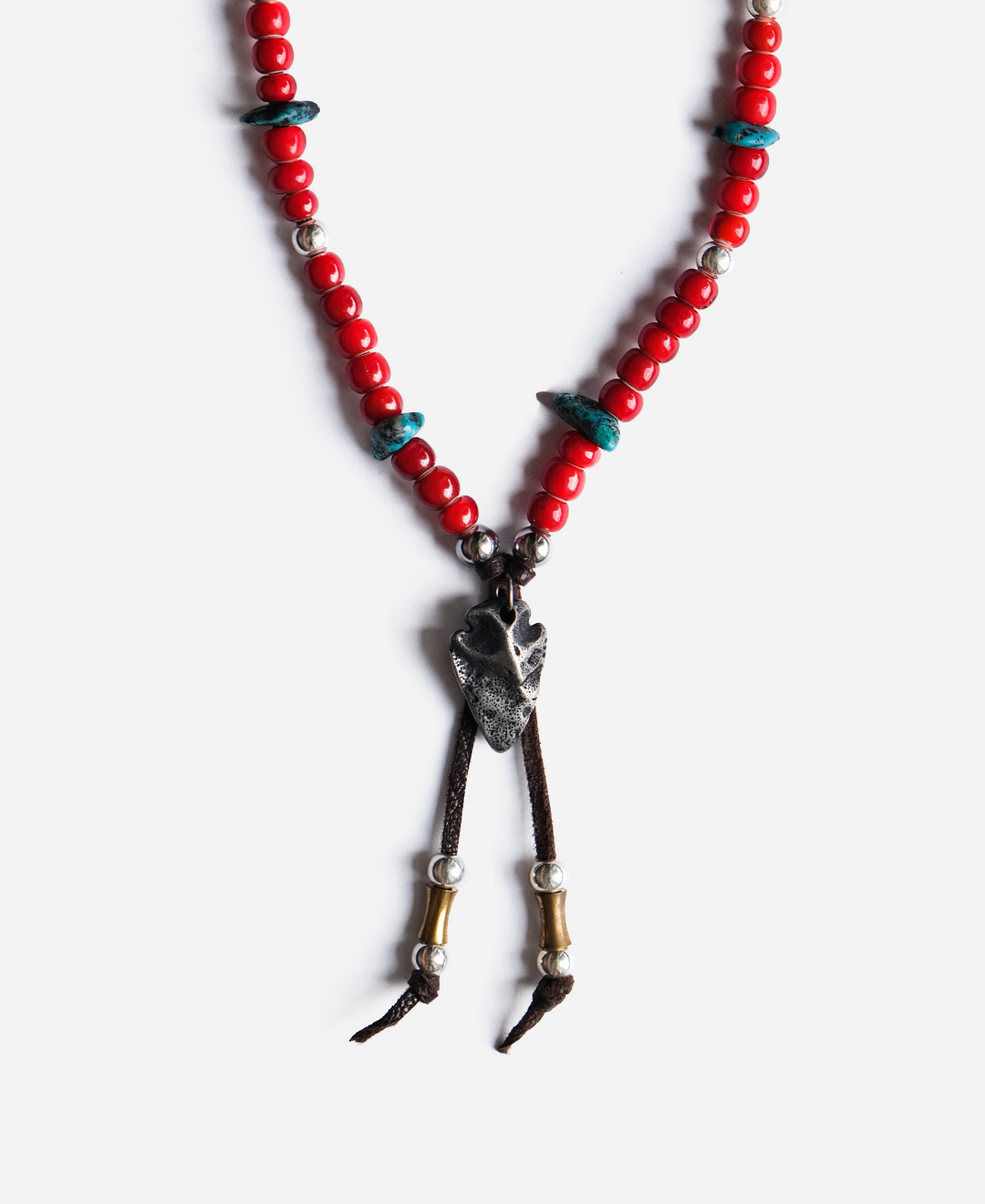 Glass Beads Necklace with Arrow Head Pendant