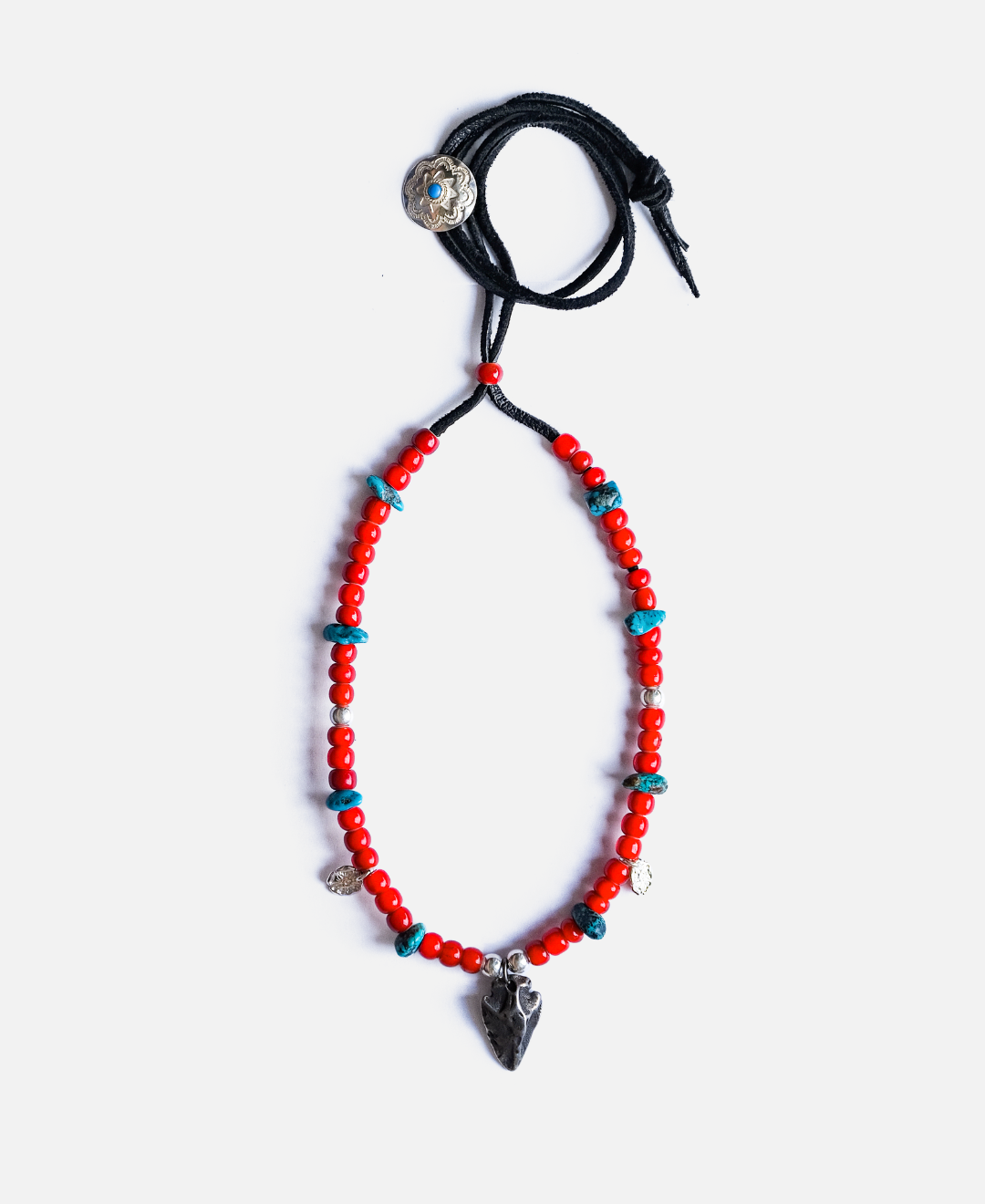 Glass Beads Necklace with Arrow Head Pendant