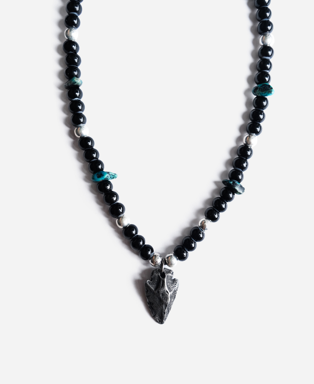Glass Beads Necklace with Arrow Head Pendant