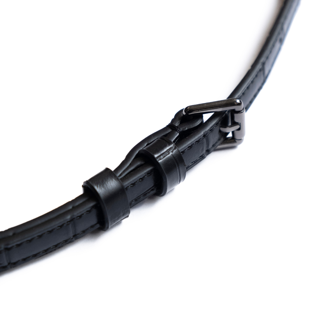 Black Crocodile Leather Eyewear Sling Pouch