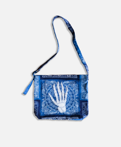 Bandana with Skeleton Hand Patch Work Sling Bag