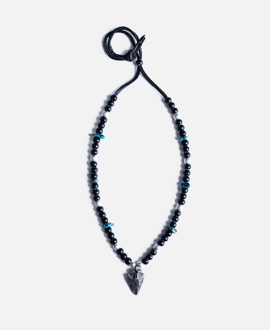 Glass Beads Necklace with Arrow Head Pendant