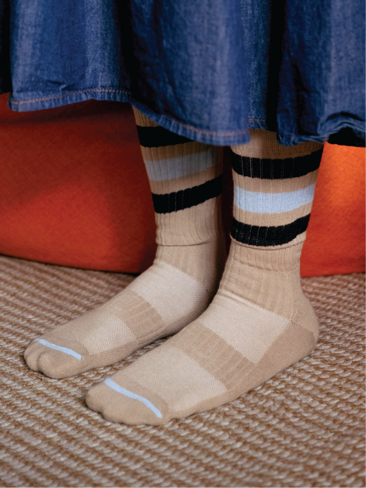 GPS RETRO Ribbed Stripe Crew Socks