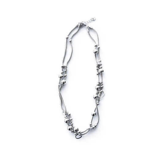 SACA Beads Silver Necklace