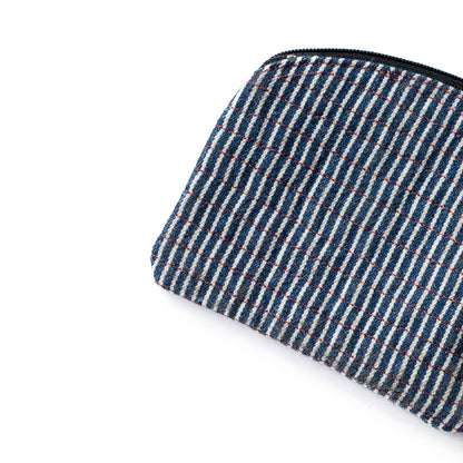 Regional Vintage Stripe Indigo Zipper Pouch Bag