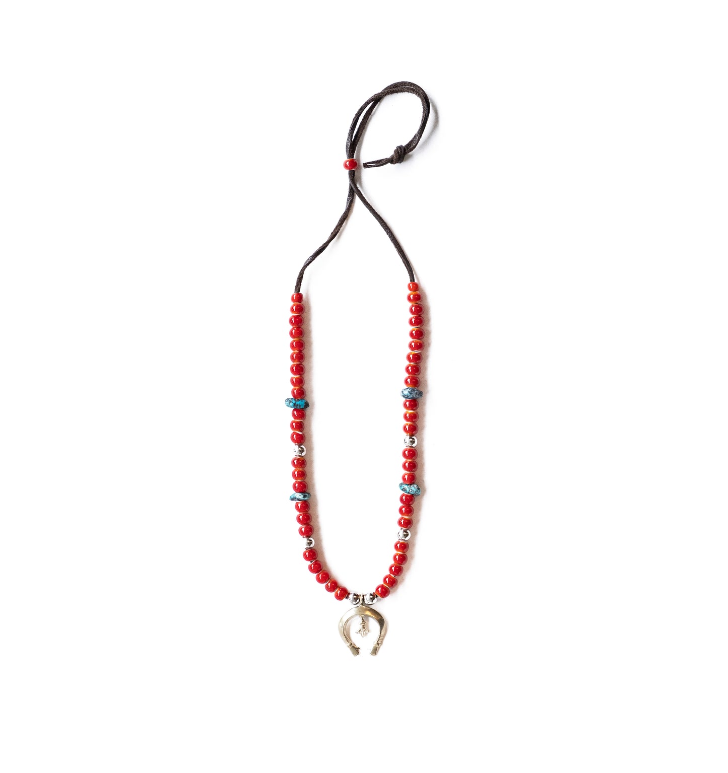 Red Beads Necklace with Nava Pendent