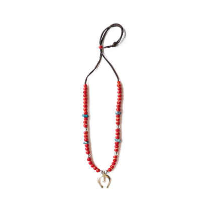 Red Beads Necklace with Nava Pendent